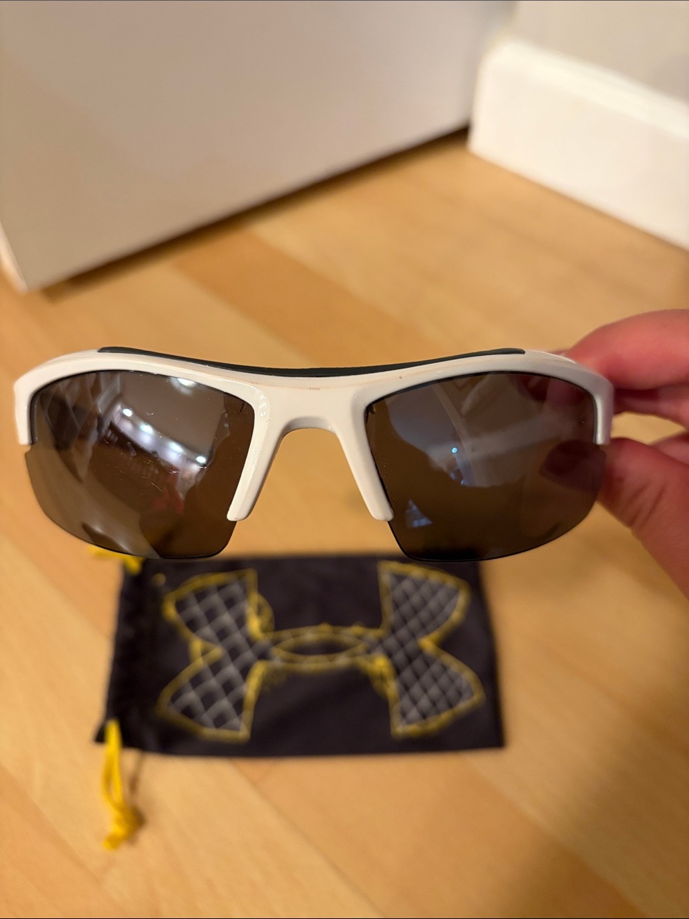 Under Armour Kids White Sunglasses with Dark Gray Lenses